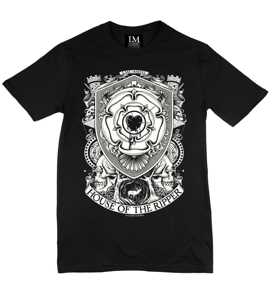 Men's Black & White Printed T Shirt
