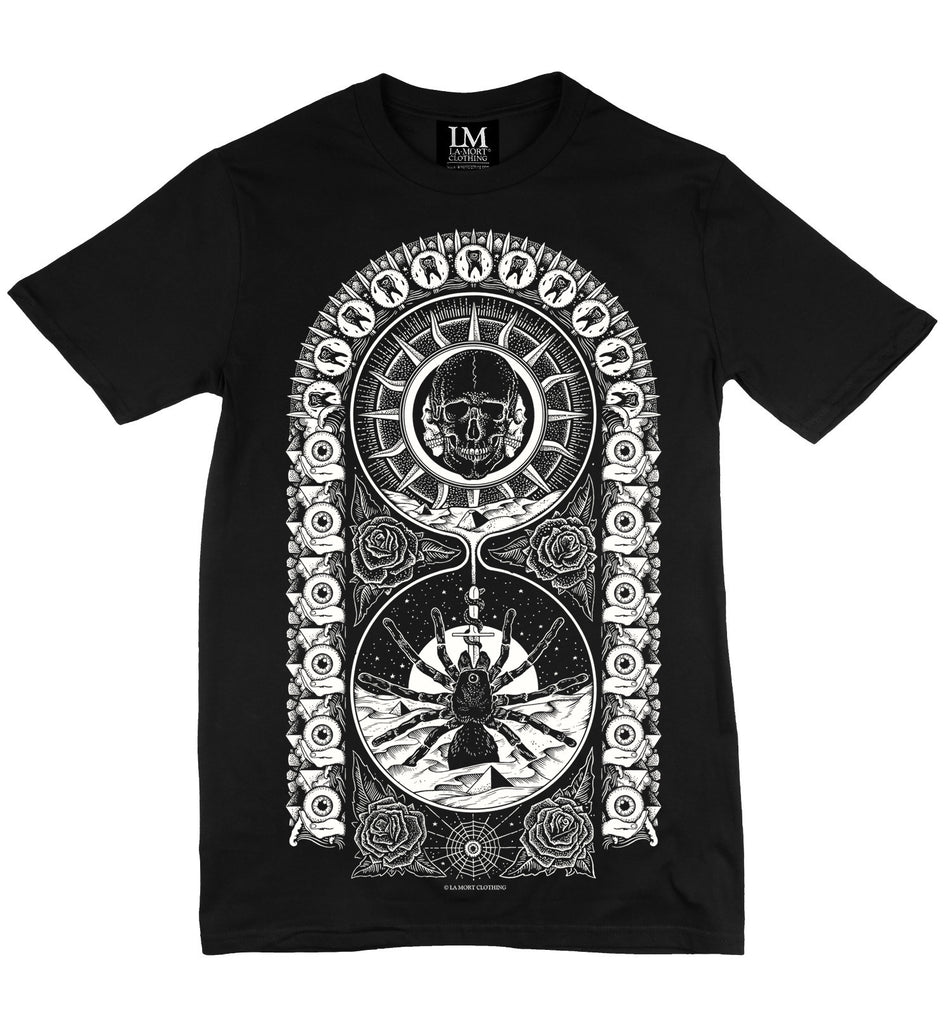 Men's White On Black Printed T Shirt