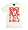 Men's White & Red Print T Shirt