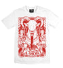 White & Red Ram Print T Shirt For Men
