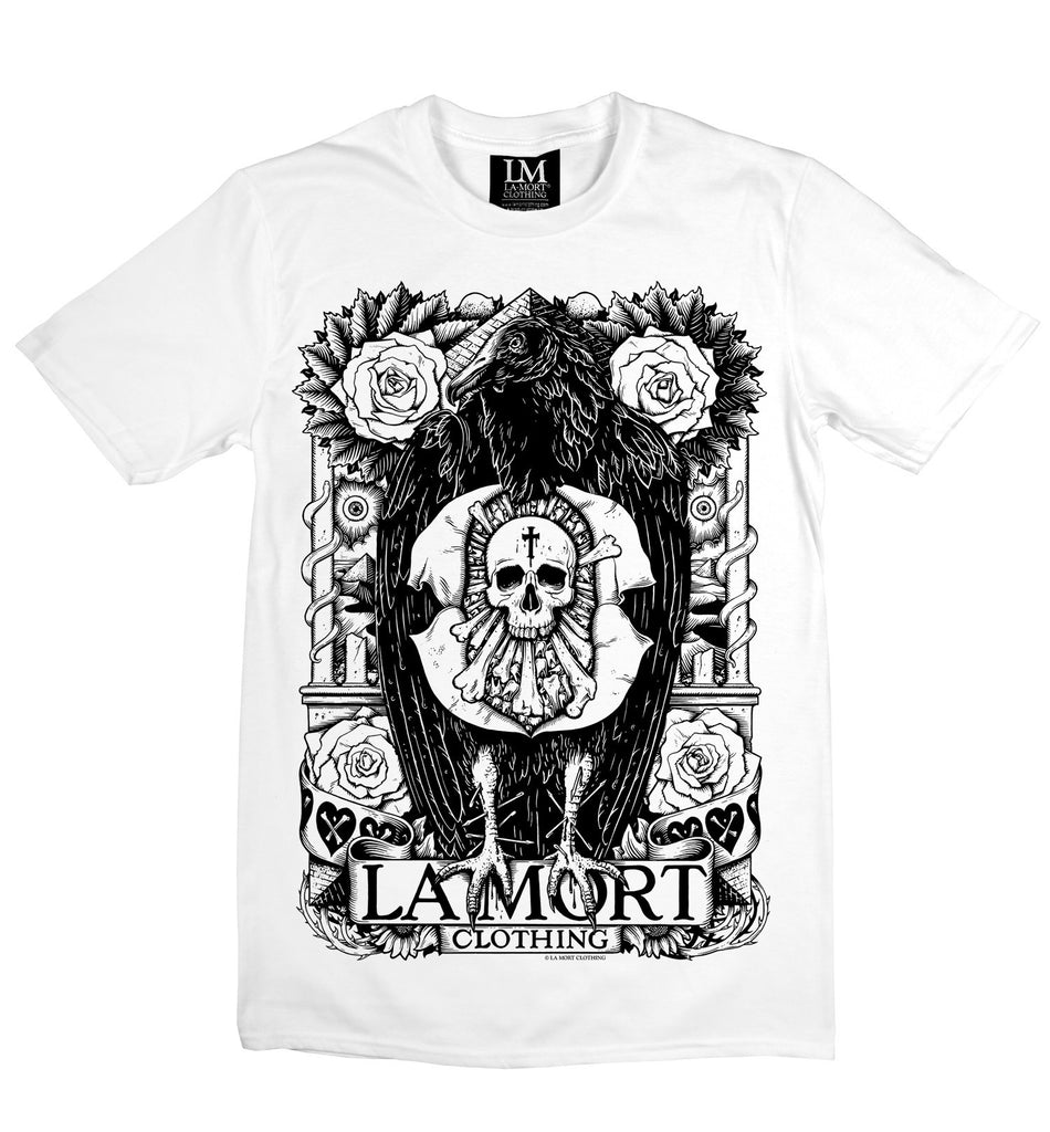 Men's Black & White Skull Print T Shirt