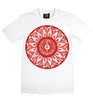 Men's White & Red Printed T Shirt