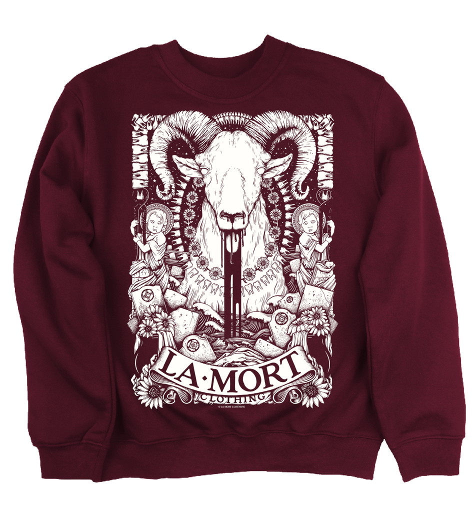 Burgundy & White Ram Print Sweatshirt