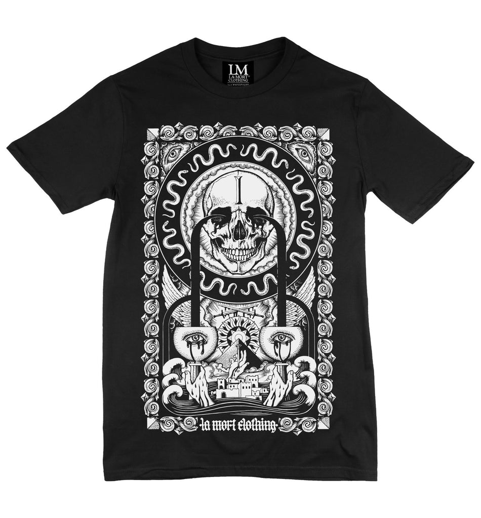 Men's Black & White Printed T Shirt 