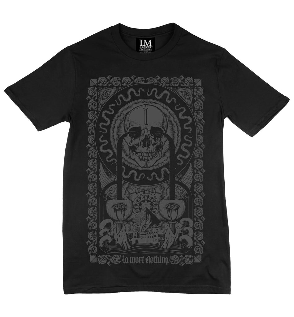 Men's Black & Charcoal Print T Shirt