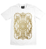 Men's White & Gold Skull Print T Shirt