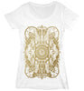 Women's White & Gold Printed Skull T Shirt
