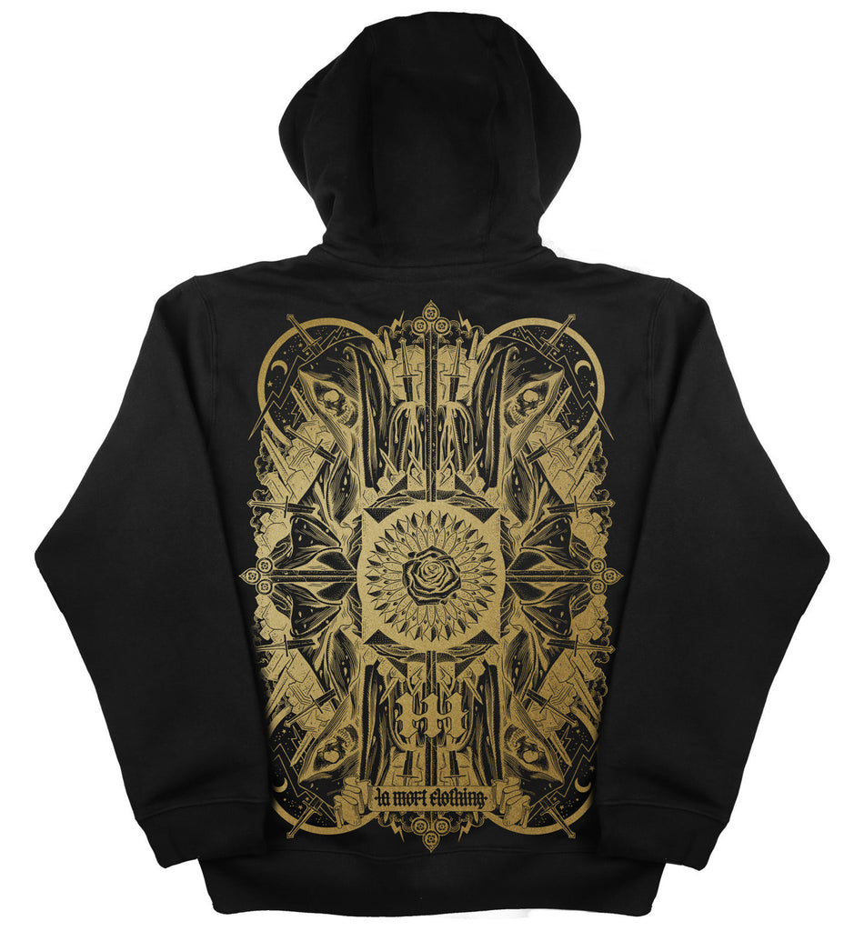 Black & Gold Printed Hoodie For Men