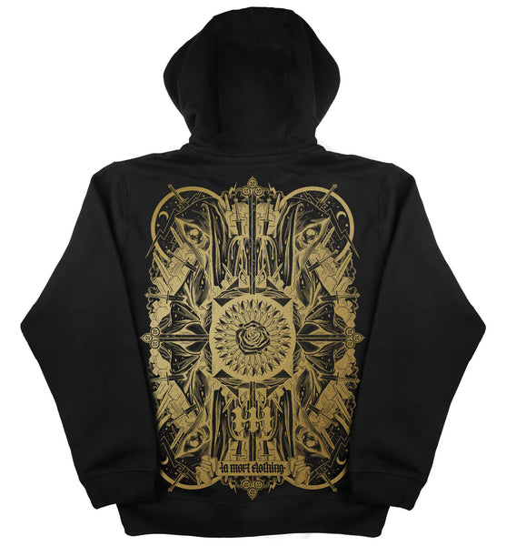 Black & Gold Printed Hoodie For Men