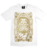 Men's Gold On White Printed T Shirt