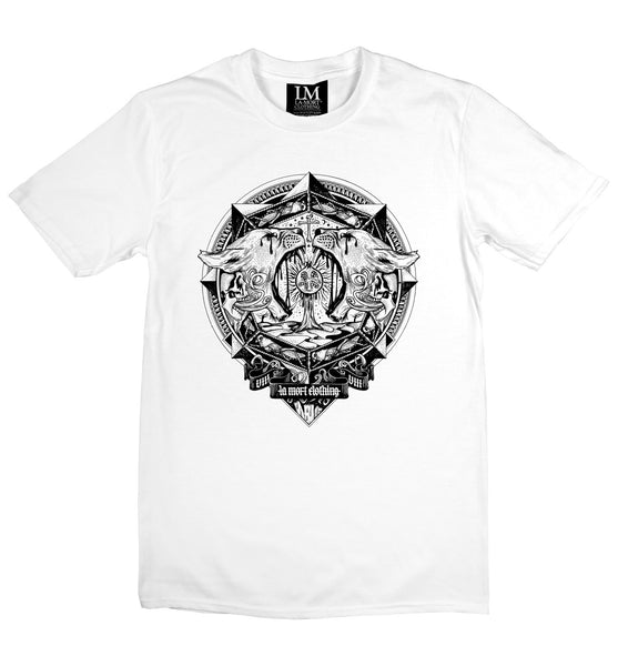 White T Shirt With Black Graphic Print