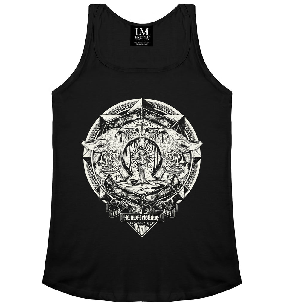 White On Black Tank Top For Women